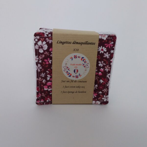 Lot de 10 lingettes démaquillantes fleurs prune