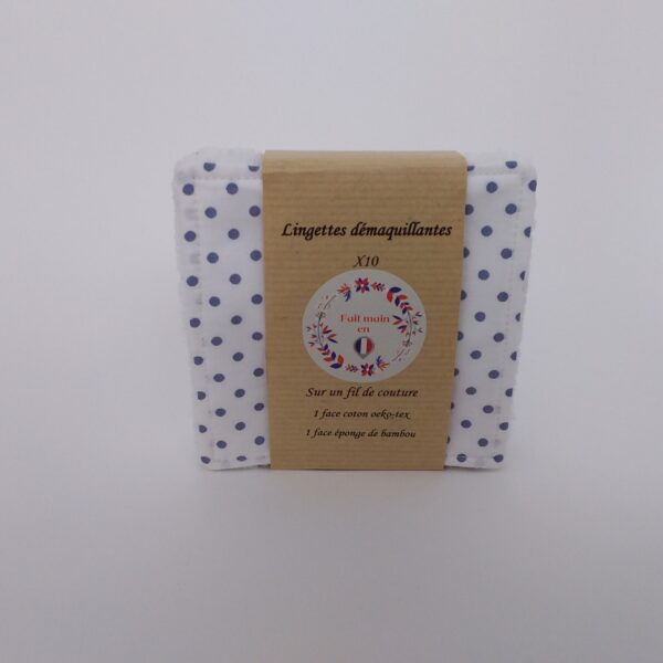 Lot de 10 lingettes démaquillantes petits pois bleus