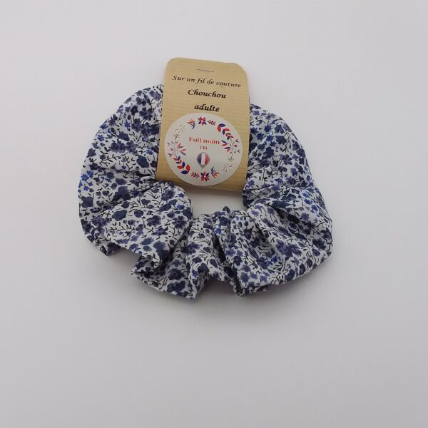 Chouchou femme mini fleurs bleues