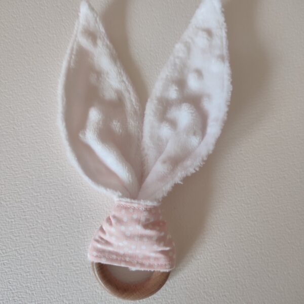 Hochet Lapin avec anneau de dentition en bois naturel